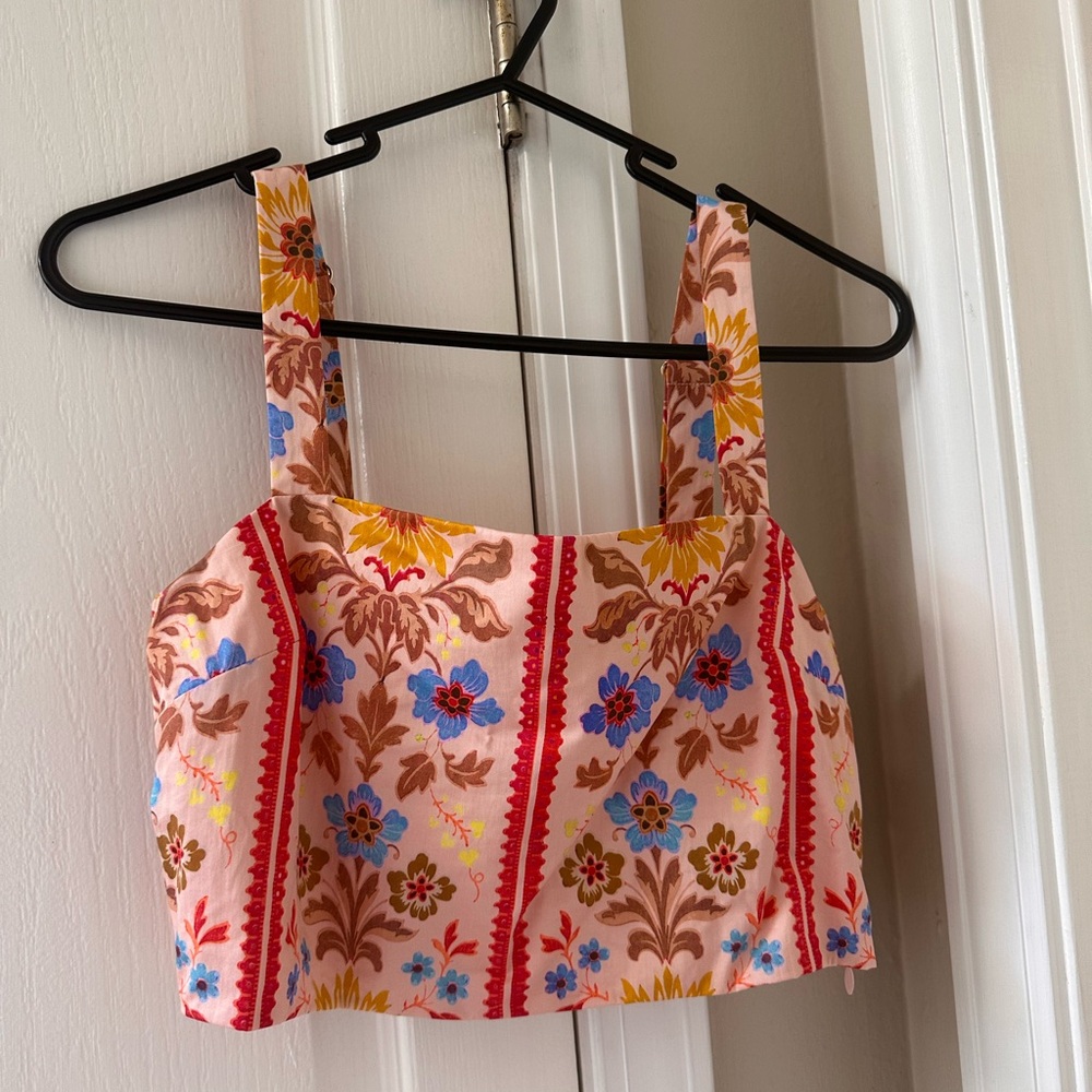 Hill House Orange Red Sleeveless Crop Tank Top